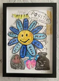 原画/抽象画/ポップアート/ストリートアート Positve Words 花