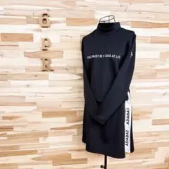 【アダバット】ゴルフ モノトーン モックネック ストレッチ ワンピース 黒×白