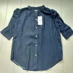 ✨️新品タグ付✨️MOUSSY マウジー ブルーデニムギャザースリーブシャツ