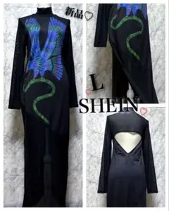 【新品♡タグ付き】SHEIN*＊シースルーワンピース　個性的♡背中空きワンピース