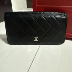 CHANEL マトラッセココマークキルティングビコローレがま口長財布