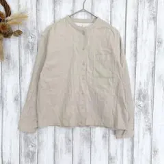 【無印良品】バンドカラー長袖シャツ(S) 秋冬 シンプル ノームコア カジュアル