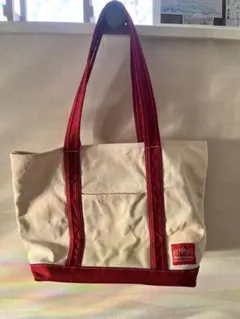 Manhattan Portage トートバッグ アイボリー/レッド