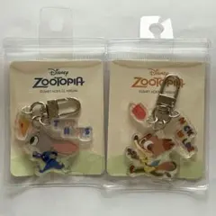 新品　ズートピア　アクリルキーリング　ニック　ジュディ