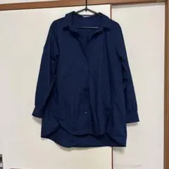 長袖シャツ ネイビー Mサイズ チュニック丈のサムネイル