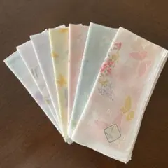 ガーゼのハンカチ 7枚 和柄　蝶　花 綿100% 新品未使用　シール付き