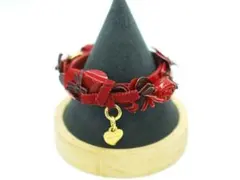 プラダ PRADA エナメル レザー ブレスレット ローズチャームフラワーレッド