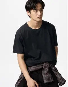 スーピマコットンクルーネックTシャツ　XL 黒