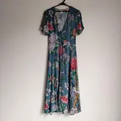 美品‪☆H＆M×GP＆J BAKER コラボ 南国 花柄 鳥 ロングワンピースのサムネイル