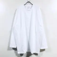新品 リブ無し ビッグ 長袖 Tシャツ ロンT 無地 メンズ ホワイト XL