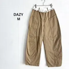 【シーイン】 カーブパンツ M ベージュ 甘め チノパン ワイド フリル レース