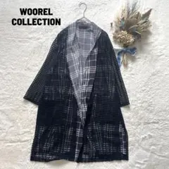WOOREL COLLECTION シアーチェックメッシュ長袖ボタンレスシャツ