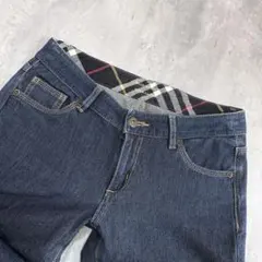 C135 美品 バーバリーブルーレーベル ノバチェック デニム ストレッチ 25