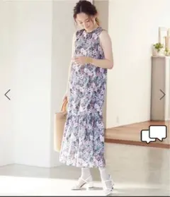 vis マルチフラワーティアードワンピース