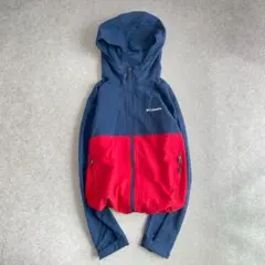 columbia nylon jacket navy red M ドローコード