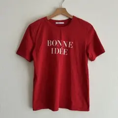 ZARA WOMAN BONNE IDEE ロゴ Tシャツ レッド S 美品のサムネイル