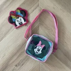 ミニーマウス ビニールショルダーバッグ コインケース セット