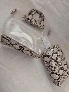 Edit Sheenパイソン柄クリアバッグ ポーチ付きショルダーバッグ ベージュ