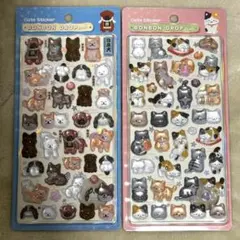 【匿名発送】ボンボンドロップシール 和犬 和猫 和柄 2枚セット