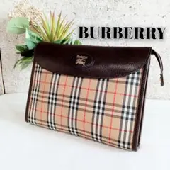 美品 バーバリー オールド チェック 柄 レザー バッグ 鞄 レディース メンズ