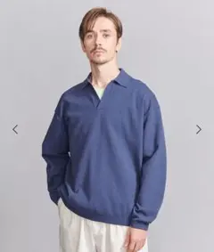 新品 ブークレ コットン スキッパー ニット Lサイズ