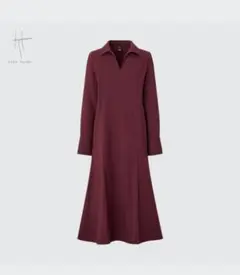 ユニクロ UNIQLO ハナタジマ フランネルスキッパーカラーワンピース XS
