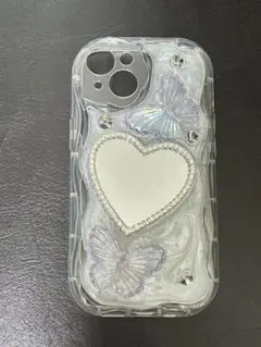 iPhone用透明ソフトケース 蝶とハートデザイン