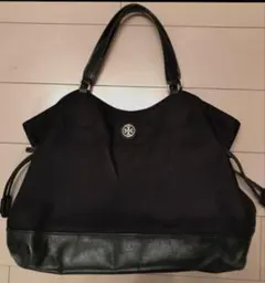TORY BURCH トートバッグ ナイロン×レザー ブラック