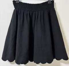 Anatelier アナトリエ　黒ウールフレアスカート　ひざ丈　100％毛