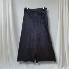 ehka sopo デニムラップガウチョパンツ F ワイド リボン インディゴのサムネイル