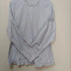 SamanthaMos2ストライプ柄 長袖シャツ フリル裾