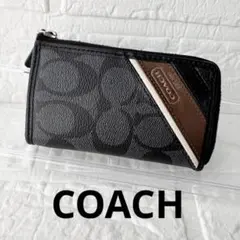 COACHコーチ【新品級】シグネチャーコインケース　レザー　ブラック