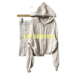 c066【リップサービス】セットアップ ニット ジップ フード タイトスカート