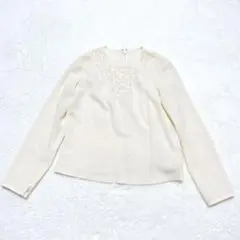 ♡レリアン♡ 長袖ブラウス　オフィスカジュアル　レース　花刺繍　昭和レトロ
