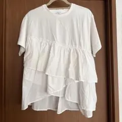 coen ピグメントフリルドッキングTシャツ Mサイズ 白のサムネイル