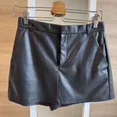 ZARA フェイクレザー キュロットパンツ ブラック EUR S ミニスカート風