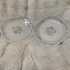 花柄　六角形皿 2枚セット　まとめ売り