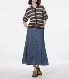 GU ライトデニムフレアマキシスカート S