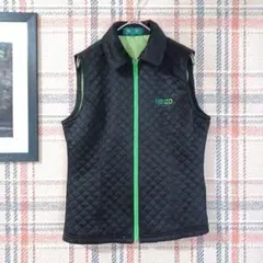 2 ケンゾーゴルフ キルティング ジップアップ ナイロンベスト 黒 レディース