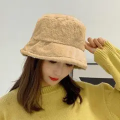 バケハ ボア ファーハット 帽子 防寒 ニット帽 バケットハット レディース