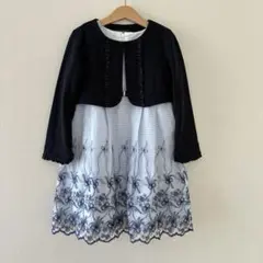 BeBe フォーマル　ワンピース　ボレロ　オーガンジーパネル刺繍ワンピース