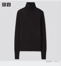UNIQLO U エクストラファインメリノリブタートルネックセーター L 黒