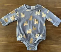 犬柄オーガニックコットンロンパース 0-3ヶ月用