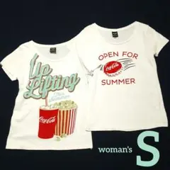 【中古】コカ・コーラ 半袖Tシャツ woman's S 2枚組 白のサムネイル