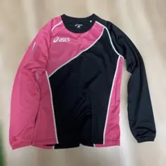 asics スポーツ長袖シャツ M ピンク/ブラック