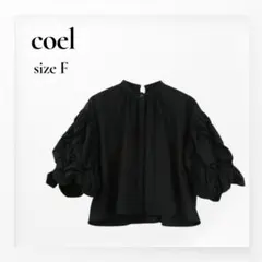 新品タグ付き】COEL コットンリネン オフショルブラウス ブラック F 