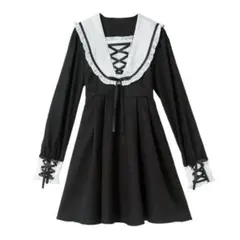 ワンピース　レースアップセーラー　Mサイズ　ブラックのサムネイル
