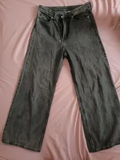 H&M ワイドハイデニムパンツ ブラック 40