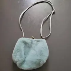 【美品】水色ファーポシェット