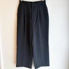 BEAUTY&YOUTH タック ワイドストレート パンツ　洗える　ダークグレー